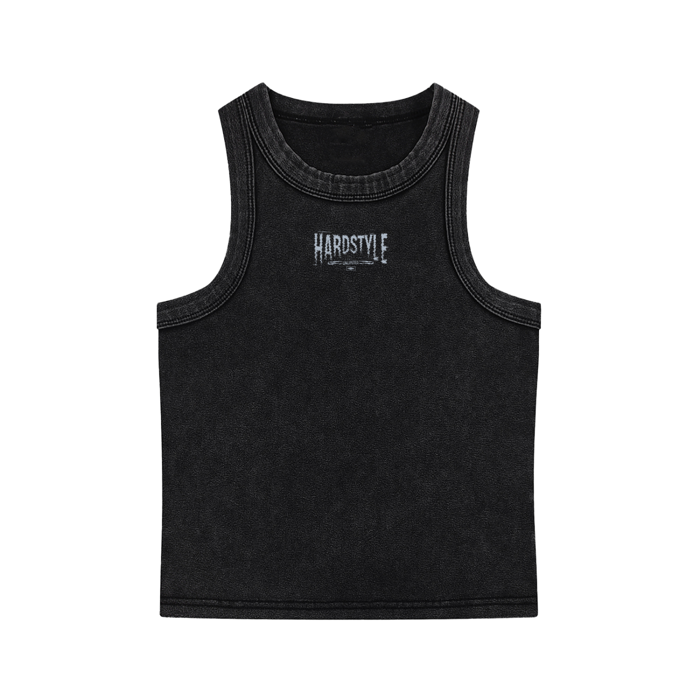 GLITCH BLACK WASHED SUMMER STREET WEAR TANK TOP