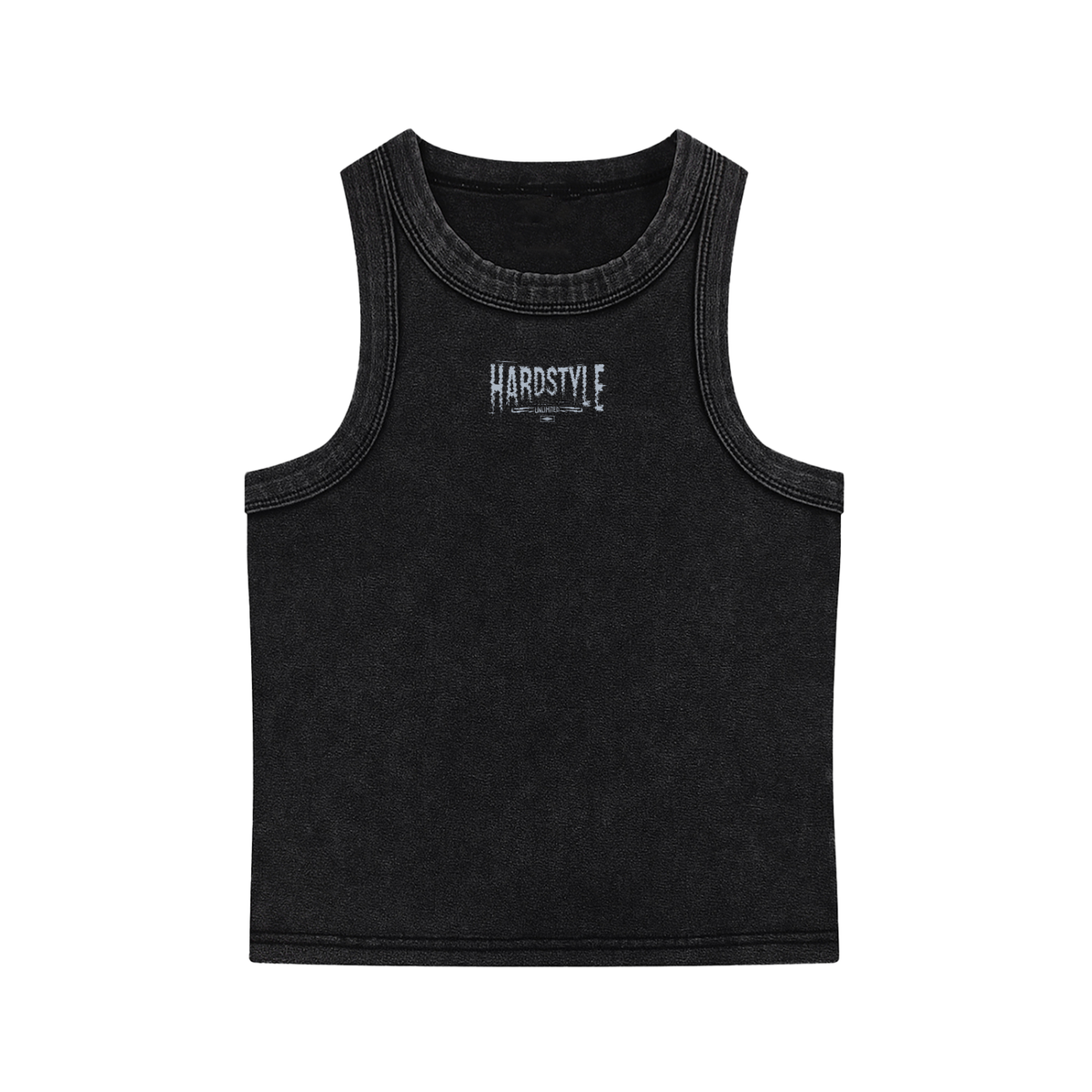 GLITCH BLACK WASHED SUMMER STREET WEAR TANK TOP