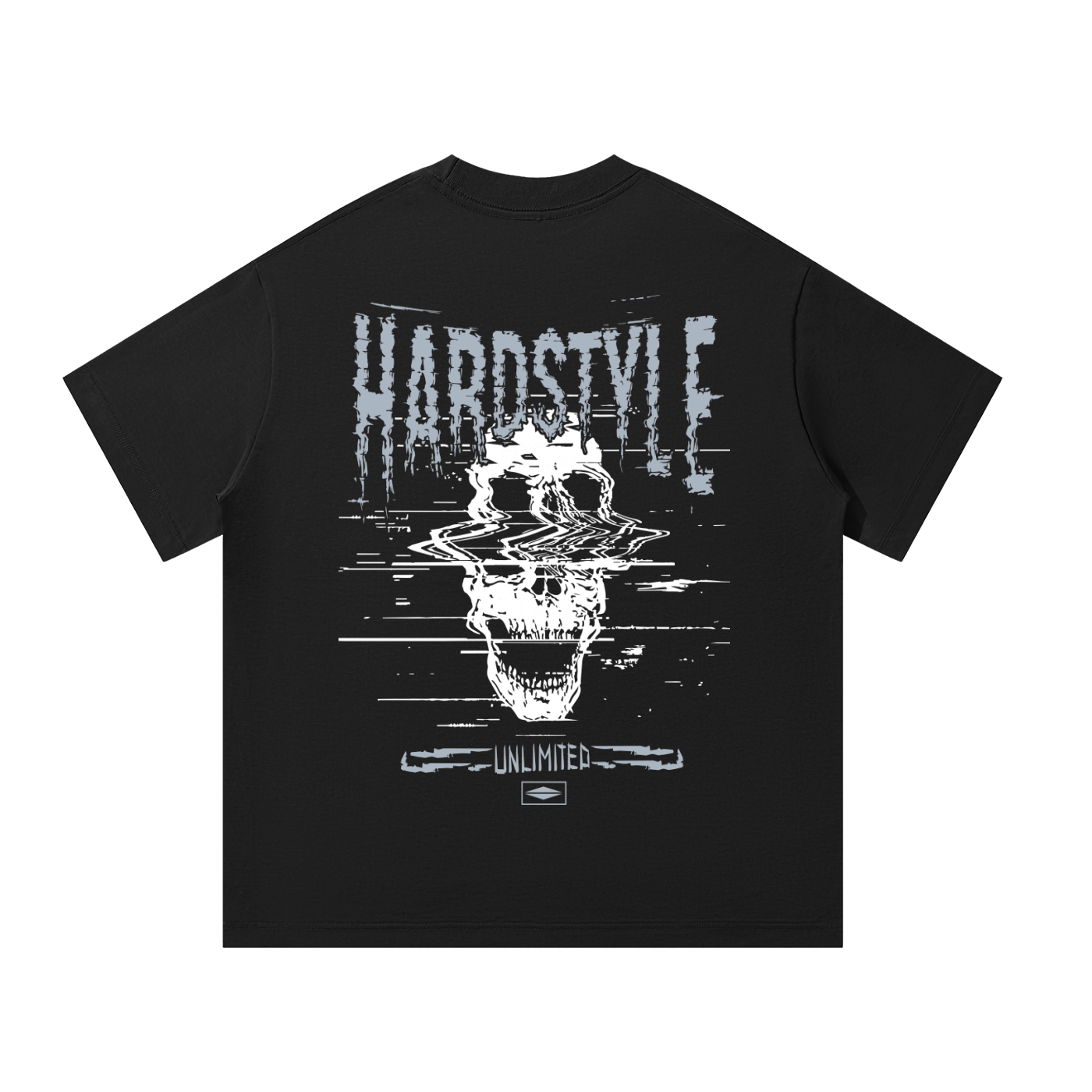 GLITCH BLACK OVERSIZED COTTON STREET WEAR TEE