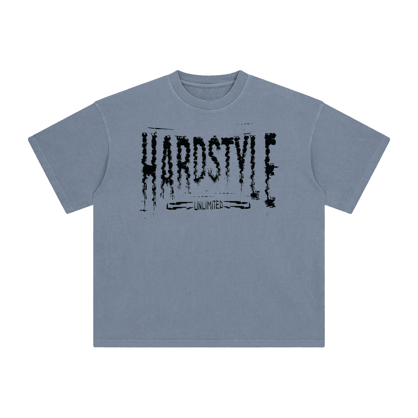 GLITCH BLUE ENZYME WASHED STREET WEAR TEE
