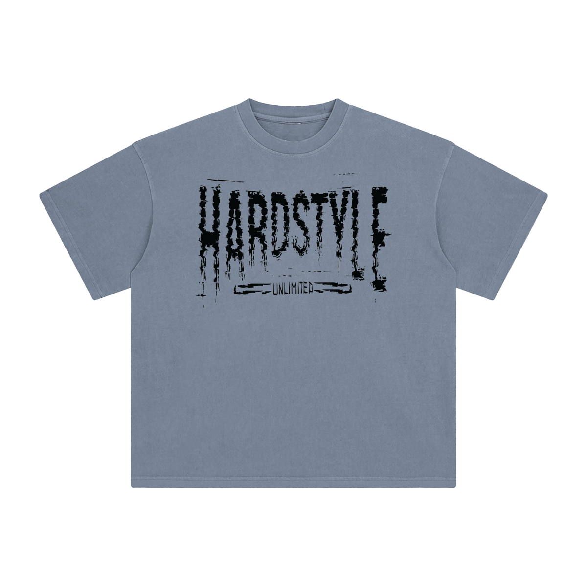 GLITCH BLUE ENZYME WASHED STREET WEAR TEE