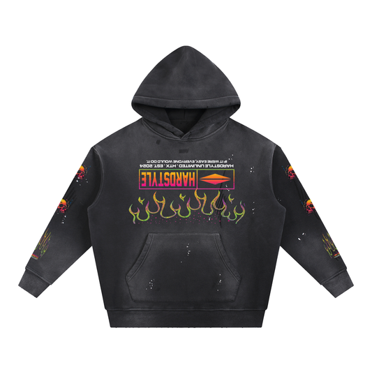 Psychadelic Wizard OG Vintage Washed Frayed Fleece Hoodie