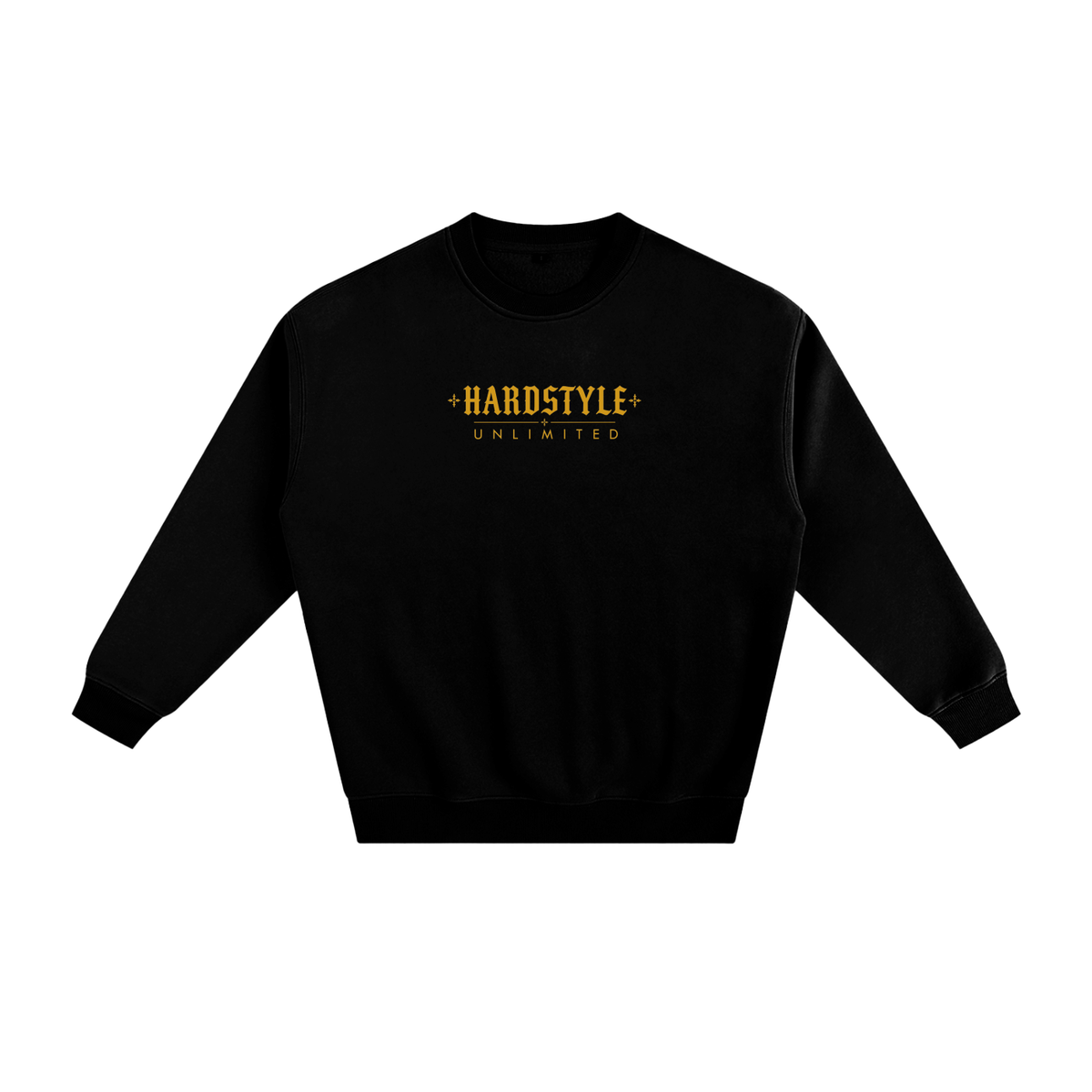 Black Loose Fit Unisex Gold Standard Fleeced Crew Neck