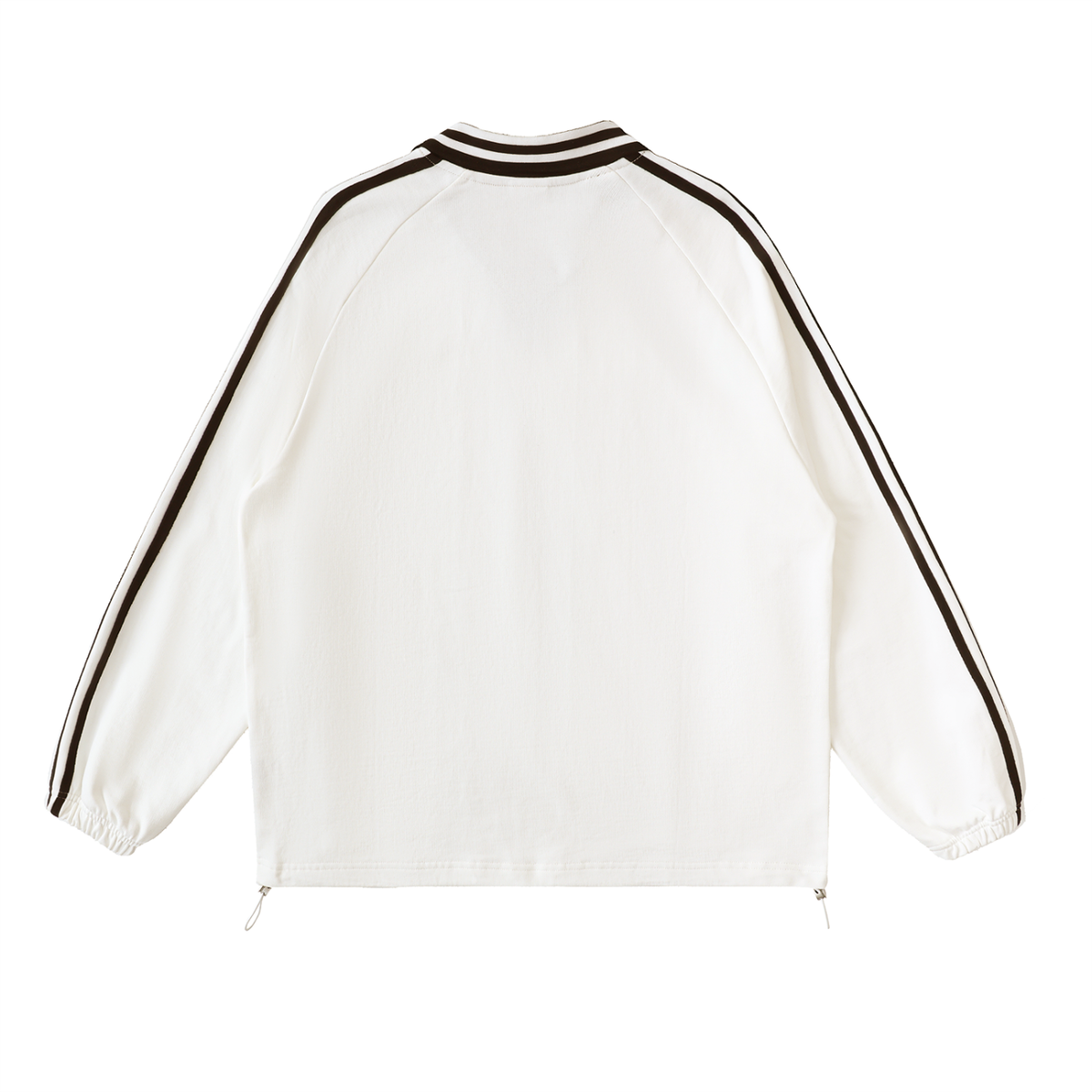 Gold Standard Loose Fitting Contrast Striped Lapel Collar Street Wear Sweatshirt (black/ white)