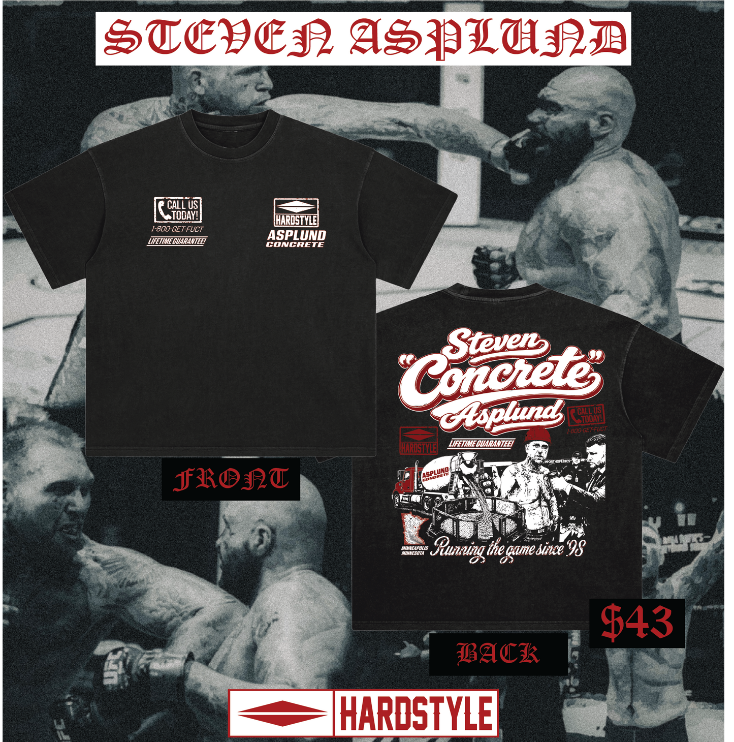 Asplund Concrete Oversized Black Tee - STEVEN ASPLUND MERCH