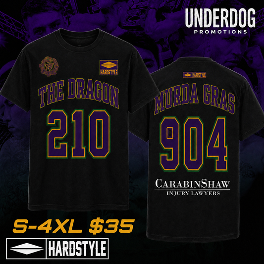 ZACH “THE DRAGON” BORREGO SHIRT - MURDA GRAS - FURY FC NOLA - BLACK SHIRT