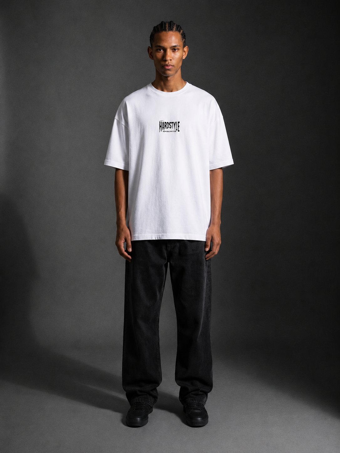 GLITCH WHITE OVER SIZED STREET WEAR TEE