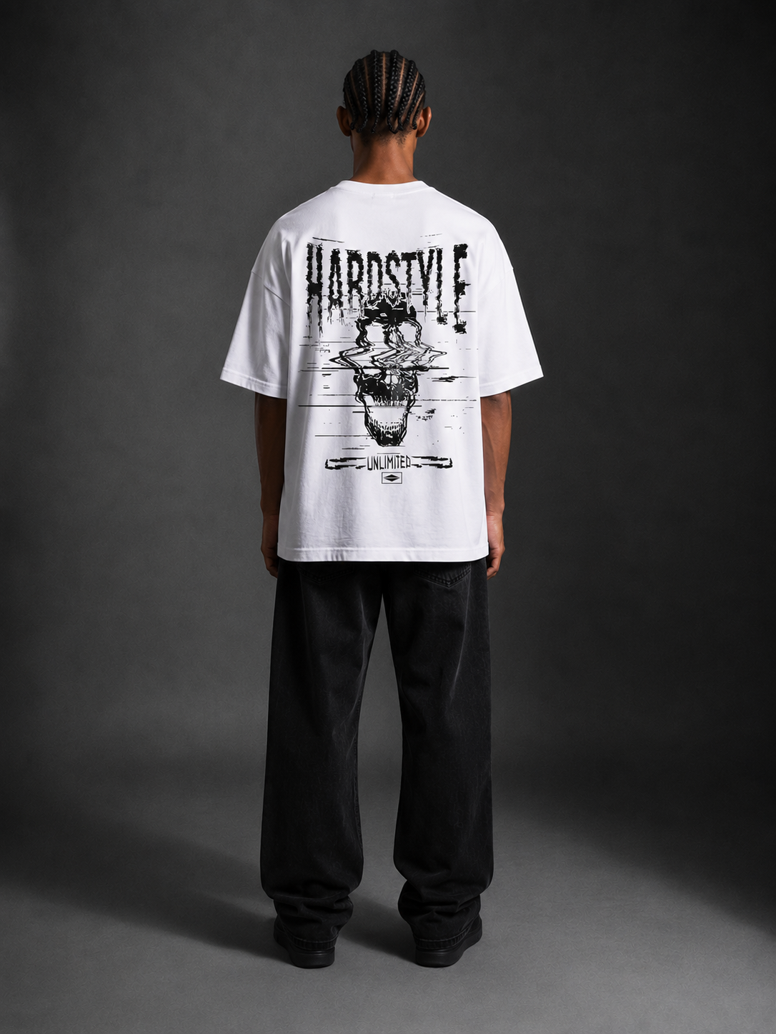 GLITCH WHITE OVER SIZED STREET WEAR TEE