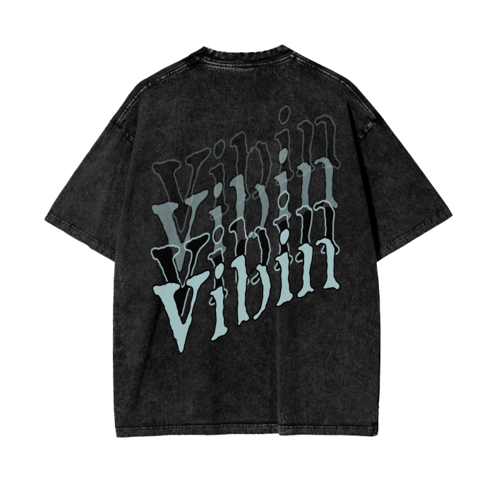 Vibin Tee - Black Acid Wash