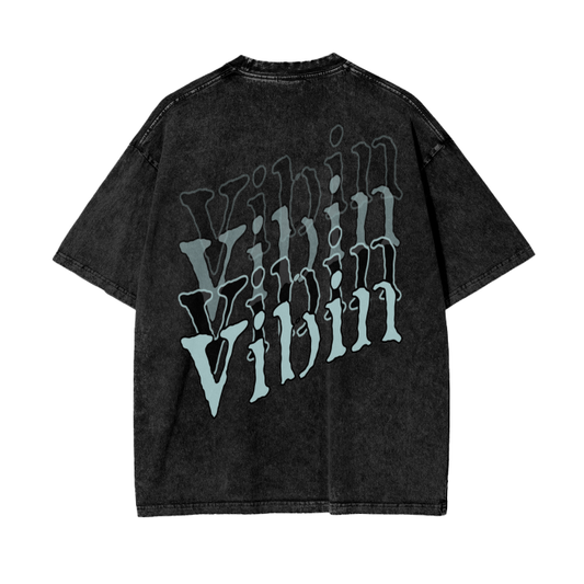 Vibin Tee - Black Acid Wash