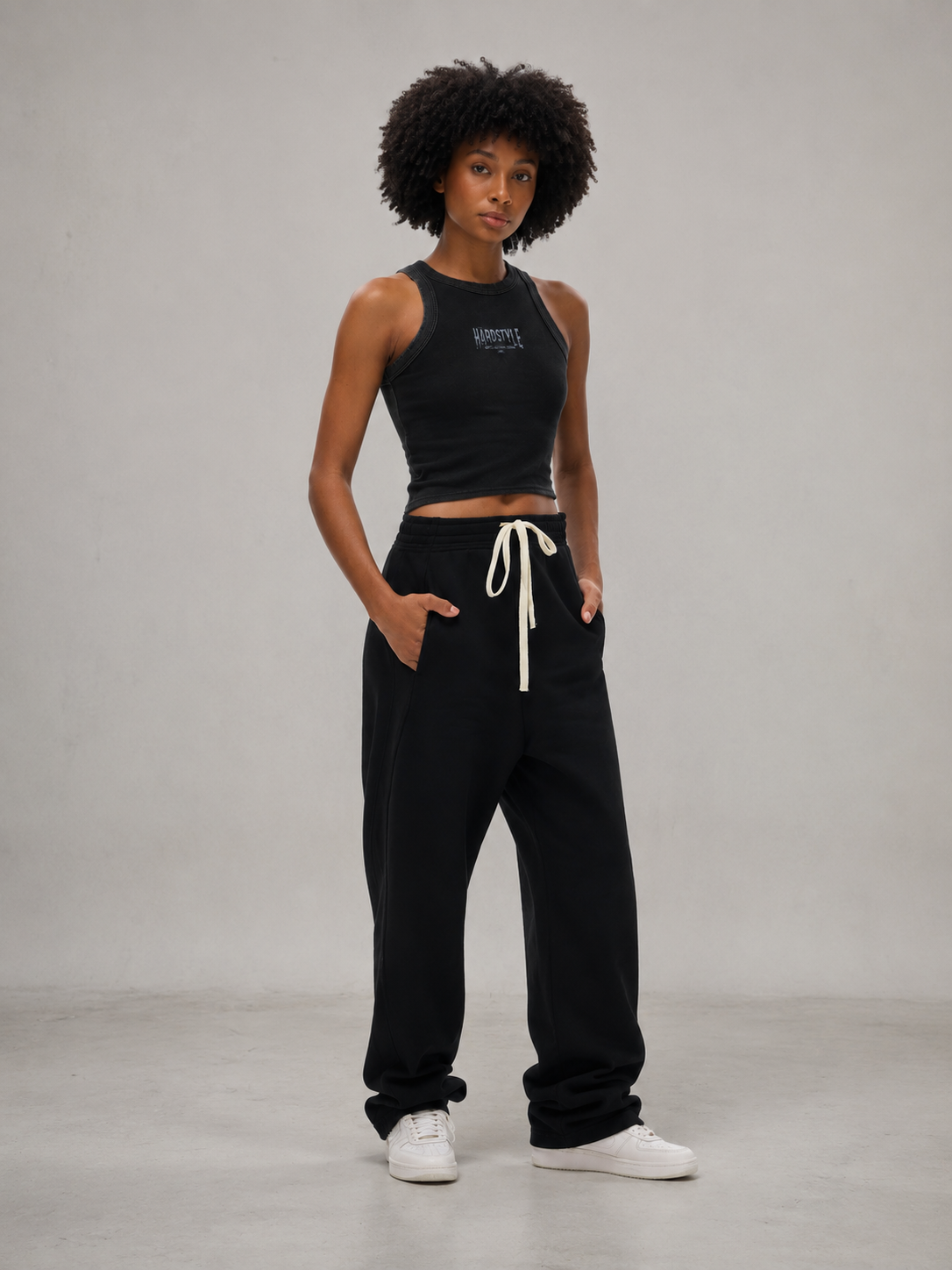 GLITCH BLACK WASHED SUMMER STREET WEAR TANK TOP