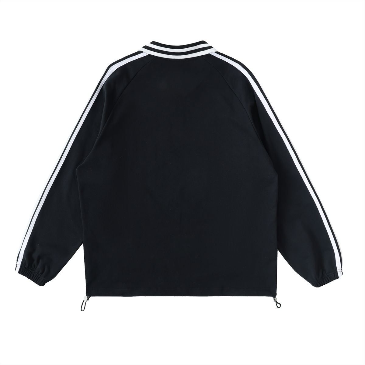 Gold Standard Loose Fitting Contrast Striped Lapel Collar Street Wear Sweatshirt (black/ white)