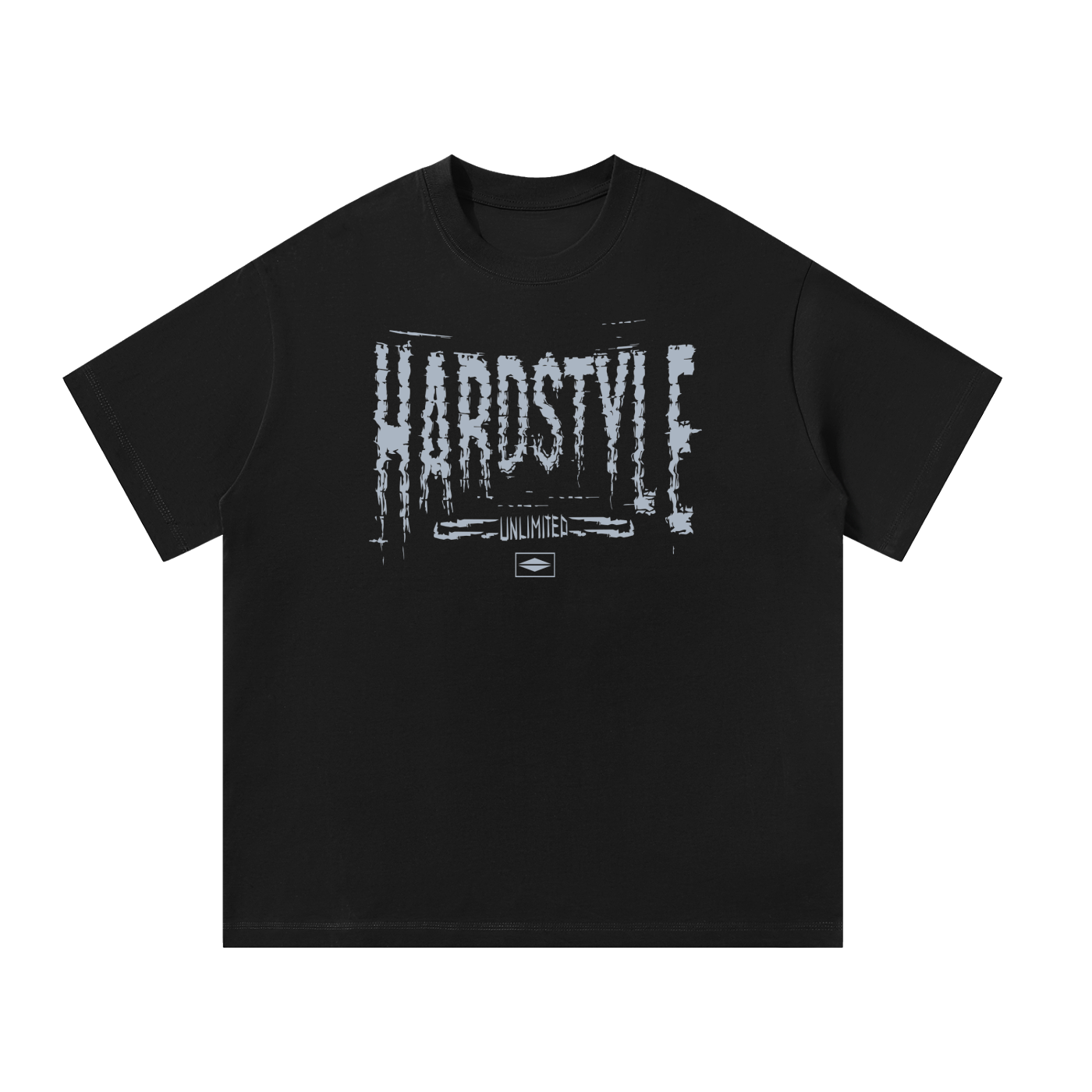 GLITCH BLACK OVERSIZED COTTON STREET WEAR TEE