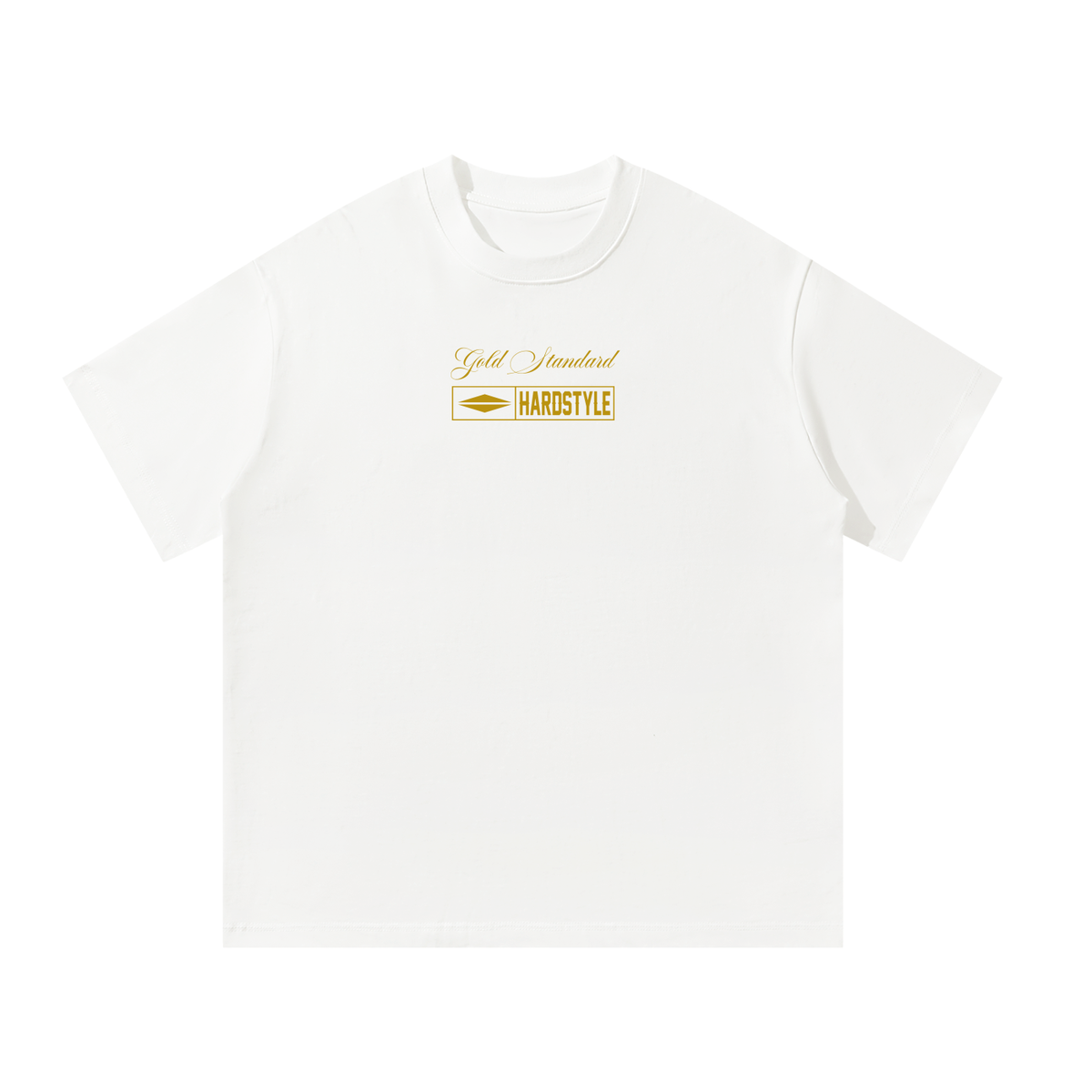 Elegant Oversized Cursive Gold Standard Tee (white/ apricot)